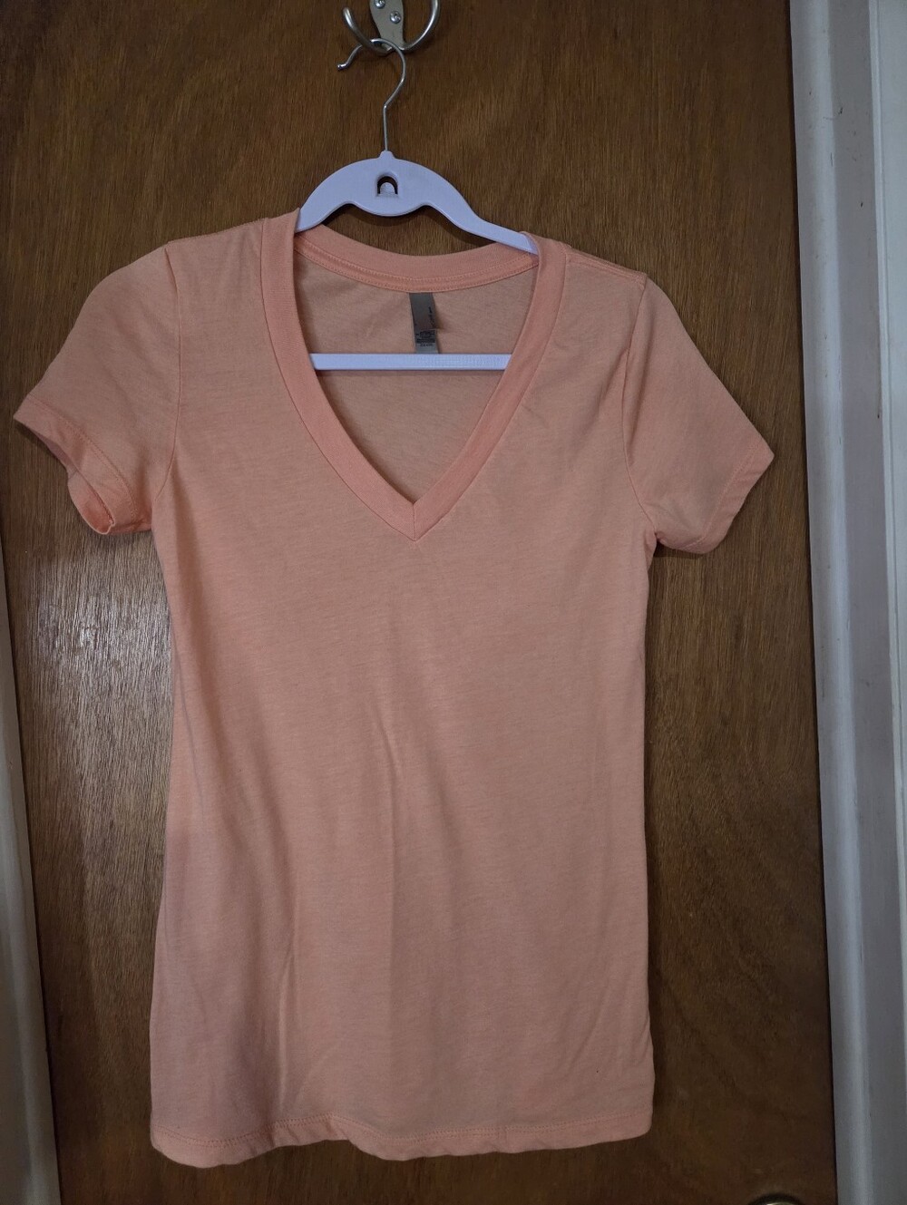 Next Level Apparel Peach V-Neck Short Sleeve Tee